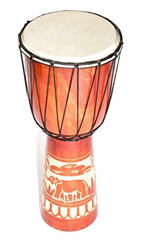 Große 50cm Djembe Holz Trommel Bongo Ziegenfell Elefant Holz A2