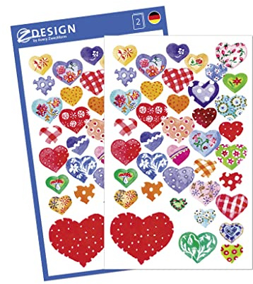AVERY Zweckform 55811 Papier-Sticker glitzernde Herzen 78 Aufkleber (Deko, selbstklebend, Glitzer, Gastgeschenke, DIY, Poesiealbum, Mitgebsel, Scrapbooking, Bullet Journal, Briefe, Liebe, Hochzeit)