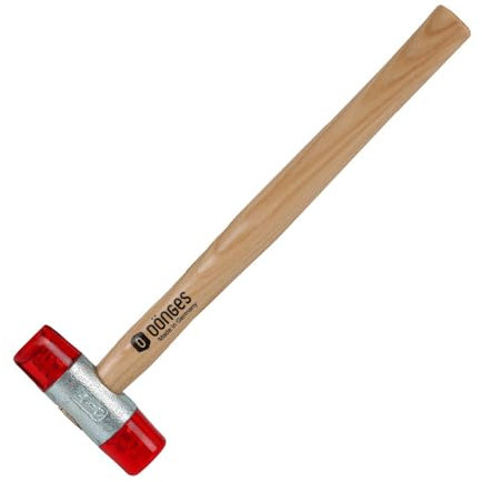 Dönges Rückschlagfreier Schonhammer mit lackiertem Eschenstiel | Ø 27 mm | 233 g leicht | Austauschbare Köpfe in Rot | Made in Germany | Kunststoffhammer, Gummihammer, Multifunktionshammer