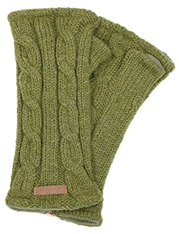 McRon Damen Gestrickte Pulswärmer Emily Hellgrün 44