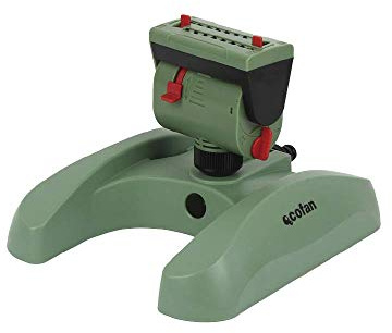 Cofan Aspersor de riego oscilante Multifunción | 16 Posiciones de riego | Apto para jardín | Cobertura Ajustable