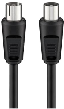 Goobay 11723 Antenna Cable, Nickel-Plated Coaxial Male to Coaxial Female, Coaxial Cable Suitable for TV, HDTV, Radio, DVB-T2, DVB-S, DVB-S2, DVB-C, L, Double Shielded, 70 dB, 75 Ohm, 5 m, Black