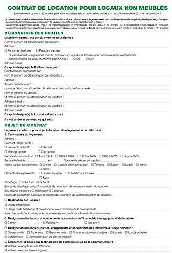 FeuillesContrat de Location pour Locaux Non Meubles Telles Qu'Utilisees Dans les Dossiers Ref. 44