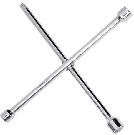 KRAFTWERK Radkreuz PKW 17 × 19 × 22 mm × 1/2 | Radmutternschlüssel aus Chrom-Vanadium Stahl | Kreuzschlüssel | KRAFTWERK Radschlüssel Art. Nr. 2585-12