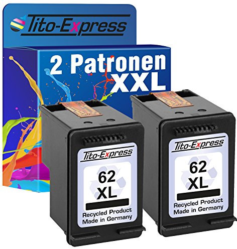 Tito-Express 2 Tintenpatronen kompatibel mit HP 62 XL 62XL Black wiederaufbereitet für Envy 5640 5643 5540 5545 5544 5548 5646 7640 OfficeJet 250 Mobile 200 5740 5742 5744 (schwarz, 2er-Pack)