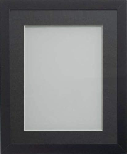 Frame Company Allington Black 14x11 Frame with Grey Mount for 12x8 | Fits a 12x8 image with mount or a 14x11 image without mount, Frame size 14x11, Overall approx 15.6x12.6, Real Glass Front