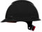 BBU Bauhelm SP200T Schutzhelm Bauarbeiterhelm - EN 397 Zertifiziert, Leicht & Belüftet, HDPE, 4-Punkt-Befestigung, Kurzes Visier, Schraubenverstellung, 348g, Zubehör-Öffnungen Schwarz