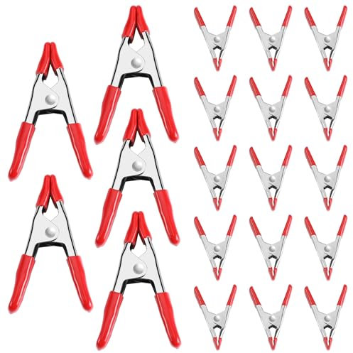 WORKPRO Lot de 20 Pinces à Ressort Ouverture jusqu'à 19, 25 mm, Pince de Serrage pour Photo Studio Décor Travail du Bois ou Menuiserie
