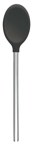 Tovolo Mixing Spoon Stainless Steel Handle Scratch Resistant Non Stick Safe Kitchen Utensil for Cooking Baking Serving Stirring, Heat Resistant Silicone Stirring Spoon with Metal Handle Charcoal Gray