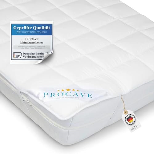 PROCAVE Matratzenschoner 120x220 cm Micro-Comfort - Matratzenbezug - Matratzentopper - atmungsaktive Matratzenauflage - Made in Germany - Matratzenschutz mit Eckgummis Weiß