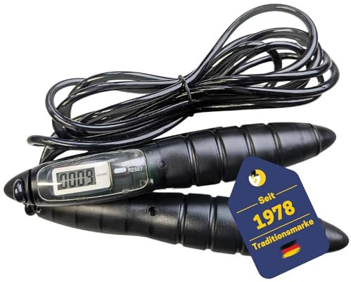Best Sporting Digitales Springseil I Inkl. Batterie I Mit Sprungzähler-Anzeige I Länge 290 cm I Farbe: Grau I Größe ist individuell einstellbar für optimales Training