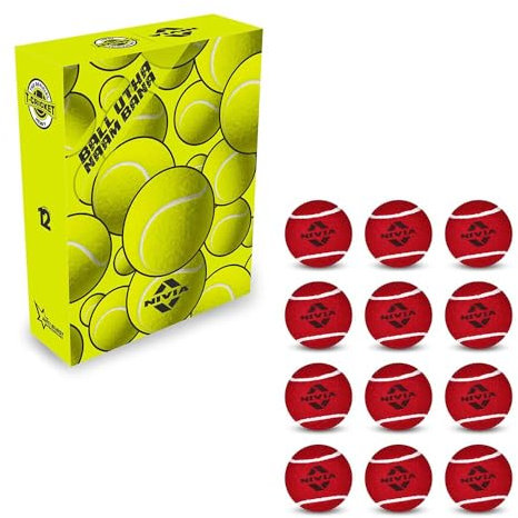 Nivia Heavy Tennis Ball Cricket Ball (Pack of 12), Red