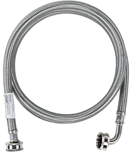 Certified Appliance Accessories Washing Machine Hose with 90 Degree Elbow, Hot or Cold Water Supply Line, 6 Feet, PVC Core with Premium Braided Stainless Steel