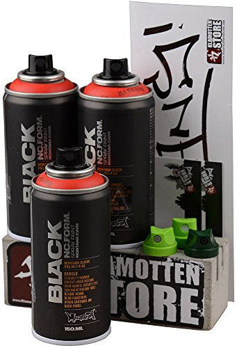 Montana Sprühdosen Pocket cans kleines Farbspray 3x150ml ROT + Ersatzsprühköpfe für Hobby Handwerk Kunst