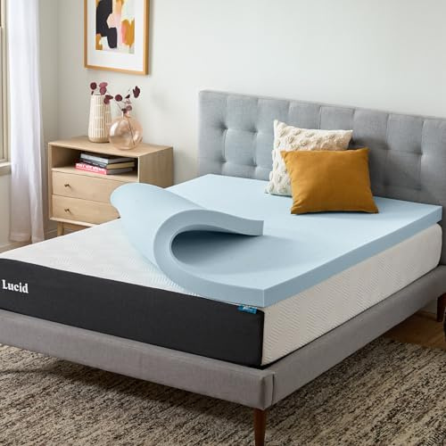 Lucid 3 Inch Gel Memory Foam Mattress Topper, Ventilated, Twin XL Size