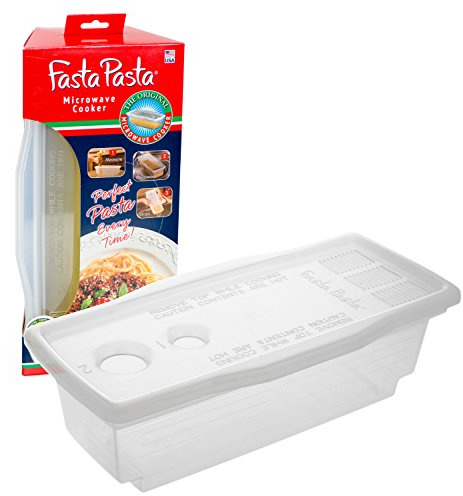 The Original Fasta Pasta Microwave Cooker with Lid & Built-in Strainer-No More Messes, Waiting for Water to Boil, or Sticky Noodles-Perfect Al Dente Pasta Every time- Patented Design, It Really Works