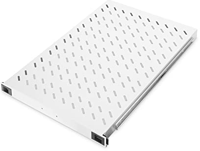 DIGITUS Ausziehbarer Fachboden - 19-Zoll - 1HE - Befestigung Vorne & Hinten - Traglast 65 kg - Für Netzwerkschänke & Serverschränke - Ab 1000 mm Schranktiefe - Grau