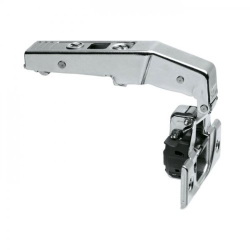 Blum, Clip Top Blumotion 95D Inset Blind Corner Hinge, Self Closing, Screw-On. Mounting Plate Needed, Blum Steel/Zinc 9.5-milllimeter Clip Face Frame Mounting Plate Recommended.