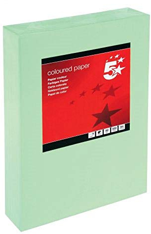 5 Star 936283 Coloured Copier Paper Multifunctional Ream-Wrapped 80gsm A4 Medium Green [500 Sheets]