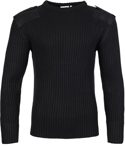 Fort Jersey de Combate de Cuello Redondo 120 para Hombre, Negro, L UK