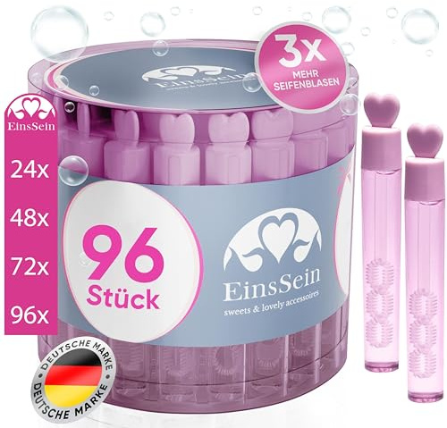EinsSein 96x Pompas de Jabón Boda Set Rosa tarros del Amor tubitos | Wedding Bubbles Detalles de Boda Regalos Invitados Bautizo Comunión Decoración Fiesta