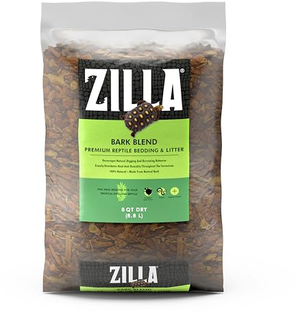 Zilla Reptile Terrarium Bedding Substrate Bark Blend, 8 Quart