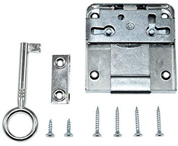 SN-TEC Aufschraubschloss/Möbelschloss/Schrankschloss, Dornmaß: 40mm, (Gesamttiefe 59mm), rechts/links/LAD verwendbar incl. Schließblech incl. Montagematerial