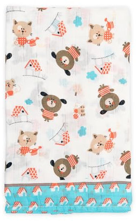 Ti TIN Muselina bebé bambú 120x120 cm – Antiácaros, Suave, Transpirable y Grande – Arrullo multifunción Verano, Lavable y Ligera, diseño Multicolor de Animales