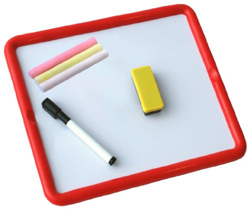 Miniland - Pizarra Infantil de Doble Cara Metálica 30 x 26 cm, Parte Blanca para Rotulador y Pizarra para Tiza, Accesorios Incluidos