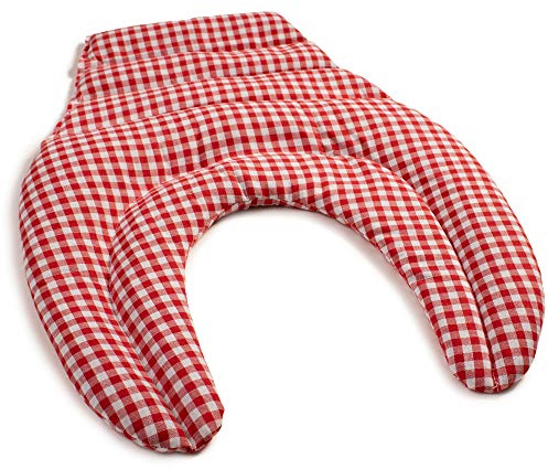 Cuscinetto ricurvo per collo e schiena, rosso-bianco - Cuscino termico cervicale con semi di uva - Cuscino cervicale con parte schienale