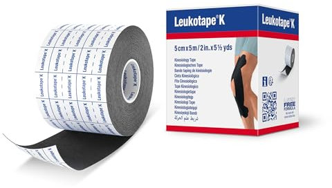 Leukotape K Kinesiologie-Tape, Schwarz, 5 cm x 4,5 m
