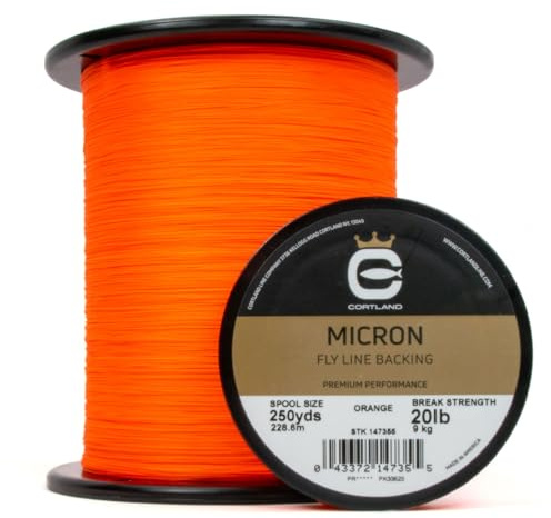 CORTLAND Micron Fliegenschnur, langlebig, eng, rund, glatt, reibungsarme Oberfläche, dehnbar, praktisch verhedderungsfrei, für Süß- und Salzwasser, Orange, 9 kg / 100 m