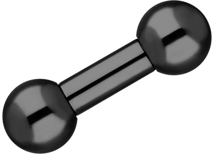 Treuheld® Piercing Stab Schwarz - Chirurgenstahl Barbell Hantel - 3mm x 22mm + Kugeln: 6mm - Edelstahl Intimpiercing, Ohr, Nippel uvm. Mann + Frau