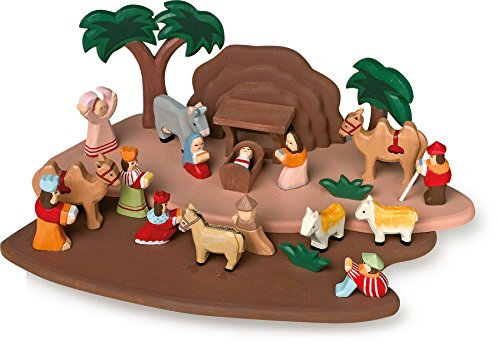 small foot Krippenspiel handgeschnitzt aus Holz, mit allen Figuren aus der Bibelgeschichte, ab 3 Jahren, 1839