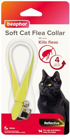 Beaphar, Soft Flea Collar for Cats, Kills Fleas For up to 4 Months, Veterinary Medicine, Adjustable With Safety Mechanism, Reflective Finish for More Visibility at Night, 1 x Reflective Collar