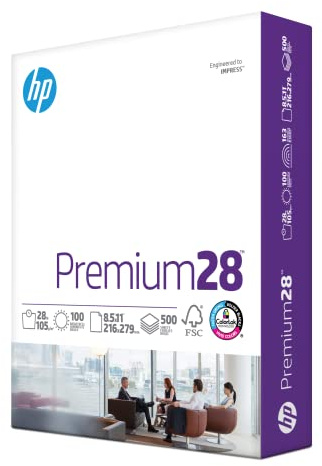 HP Printer Paper | 8.5 x 11 Paper | Premium 28 lb | 1 Ream - 500 Sheets | 100 Bright | Made in USA - FSC Certified | 205200R
