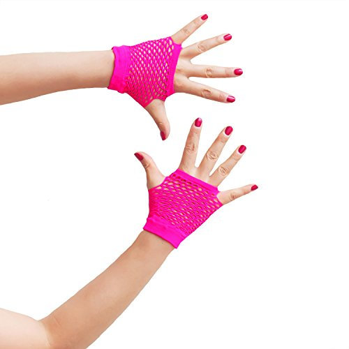 Oblique-Uniuqe® Netzhandschuhe in Neon Pink - Einheitsgröße