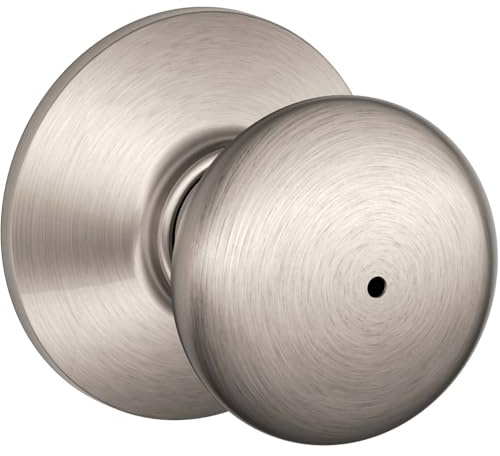 Schlage F40 PLY 619 Plymouth Door Knob, Bed & Bath Privacy Lock, Satin Nickel