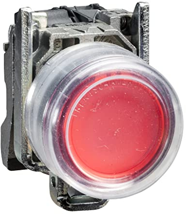 Schneider Electric Harmony XB4 - Booted Push Button Switch, Metal, Spring Return, 1NC, 22 mm Mount, Unmarked, Projecting Operator Profile, XB4BP42, Red