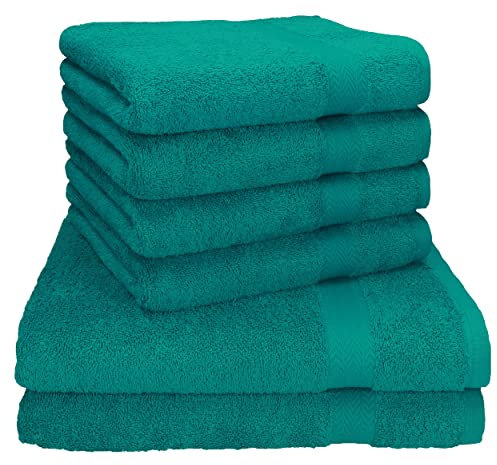 Betz Premium Handtuch-Set - 6 teiliges Handtücher-Set - 2X Duschtücher - 4X Handtücher - 50x100 cm - smaragdgrün