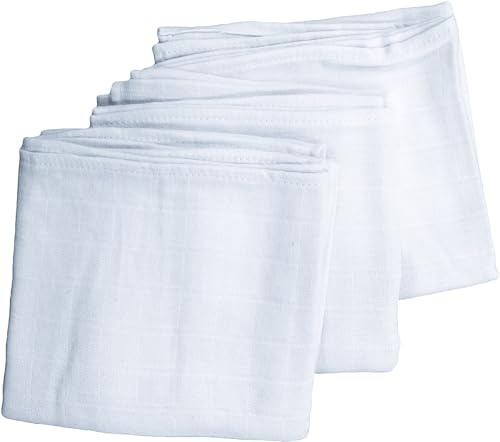 Easy Dort Lot de 3 Langes bébé en Coton Bio - 63x63 cm - Blanc