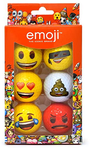 Second Chance Emoji Erwachsene 6er Set Neuartige Fun Golfbälle, Multicoloured, 6