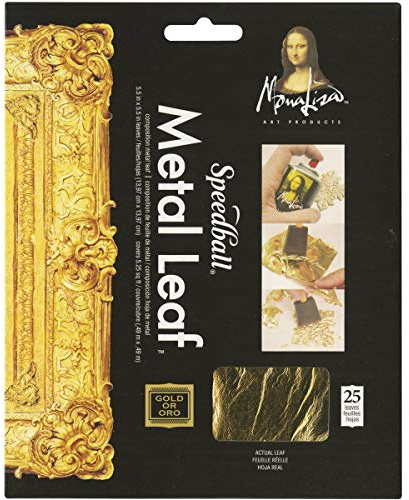 Speedball Mona Lisa Composition Gold Metal Leaf Sheets, Metal Leafing Sheets Made Of Copper, Zinc - 25 Pack