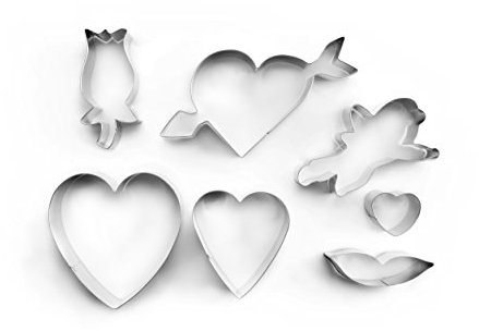 IBILI 736600 - Set de 7 Cortapastas estañados, Tema de San Valentín