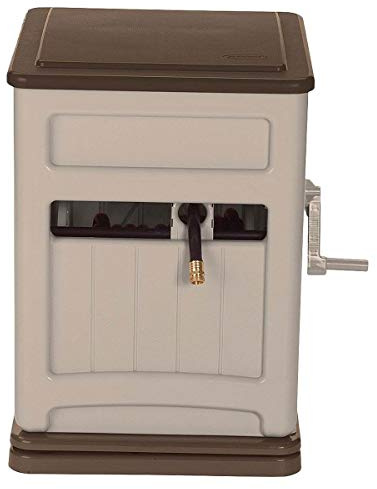Suncast 225 ft. Swivel Hideaway Hose Reel Storage Bin with Hose Guide, Mocha/Taupe