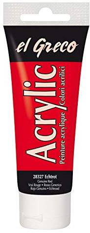 KREUL 28327 - El Greco Acrylic, 75 ml Tube in echtrot, hochpigmentierte, glänzende Acrylfarbe in Studienqualität, buttrig vermalbar, für pastose Malerei