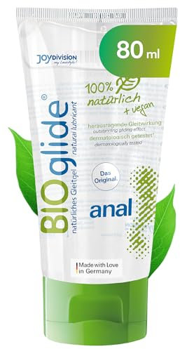 JOYDIVISION BIOglide Original gel anale lubrificante 80 ml | Lubrificante 100% naturale e vegano | Gel lubrificante a base acqua | Gel bio per profilattici in lattice | Lubrificazione