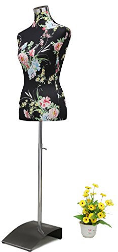 Loywe Manichino da sartoria, busto Torso da Donna per vetrine, con altezza regolabile Base quadrata in metallo Gr. 36/38 Nero e rosso LW6022