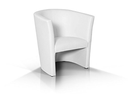 moebel-eins Charly Cocktailsessel Polstersessel Sessel Polsterstuhl Stuhl in weiß, Weiss