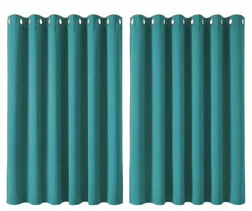 Deconovo Super Soft Solid Eyelet Thermal Insulated Blackout Curtains for Bedroom, 90 Width x54 Drop, 1 Pair, Turquoise